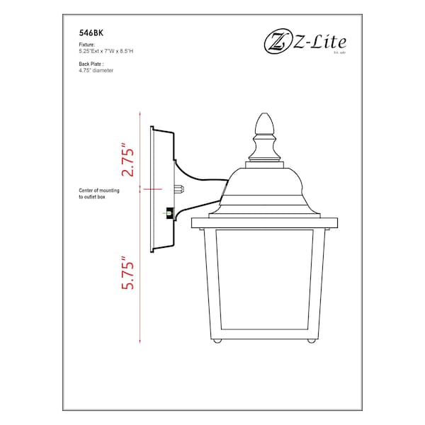 Waterdown 1 Light Outdoor Wall Light, Black & Clear Beveled